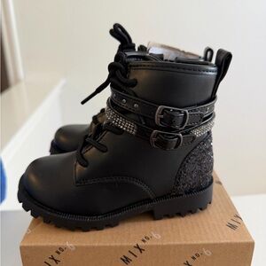 NWT Mix No. 6 Black Glitter Kids Boots